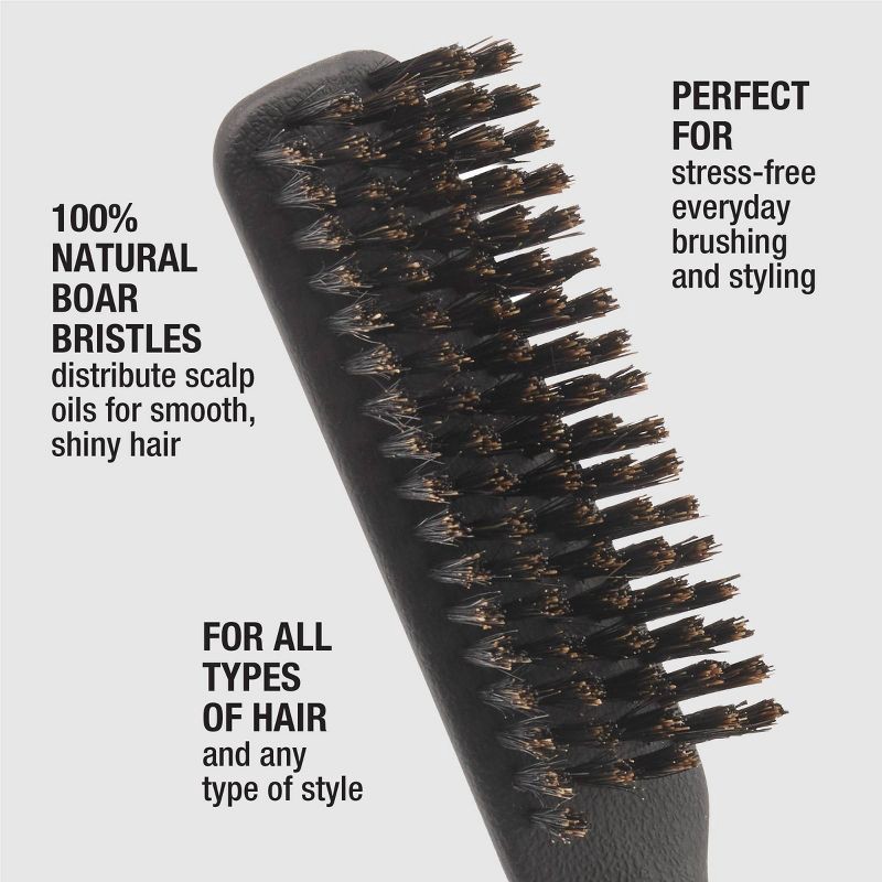 slide 3 of 6, CONAIRMAN 100% Boar Bristle All-Purpose Hair Brush - All Hair - Black, 1 ct