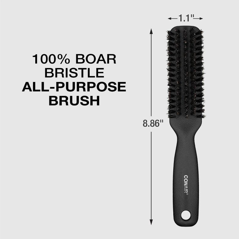 slide 4 of 6, CONAIRMAN 100% Boar Bristle All-Purpose Hair Brush - All Hair - Black, 1 ct