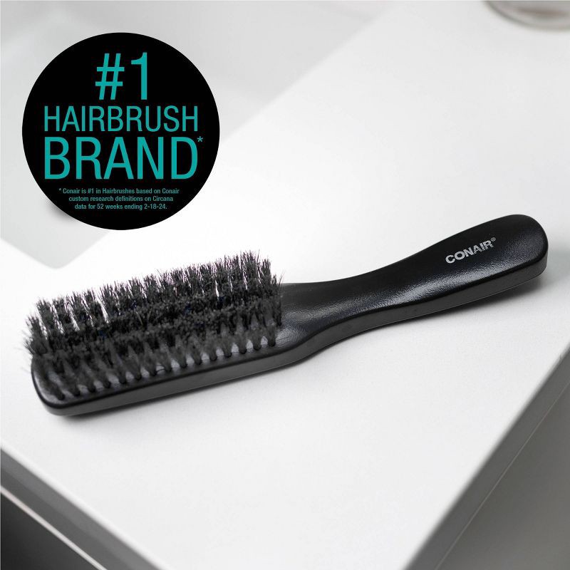 slide 5 of 6, CONAIRMAN 100% Boar Bristle All-Purpose Hair Brush - All Hair - Black, 1 ct