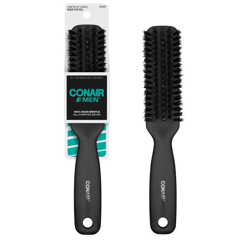 slide 1 of 3, CONAIRMAN 100% Boar Bristle All-Purpose Hair Brush - All Hair - Black, 1 ct