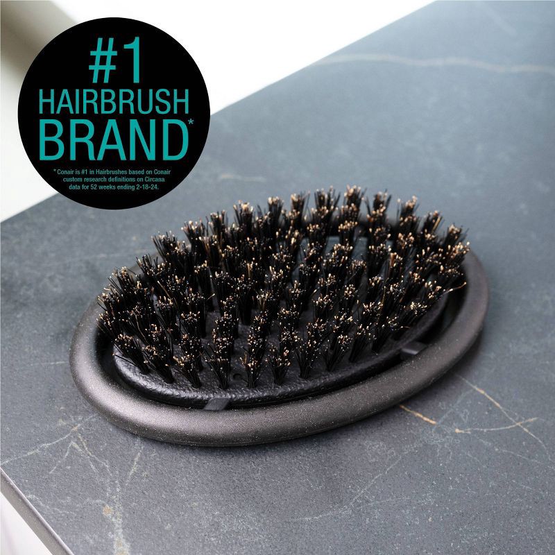 slide 6 of 6, CONAIRMAN Cushion Boar Bristle All-Purpose Hair Brush - All Hair - Trial Size - Black, 1 ct