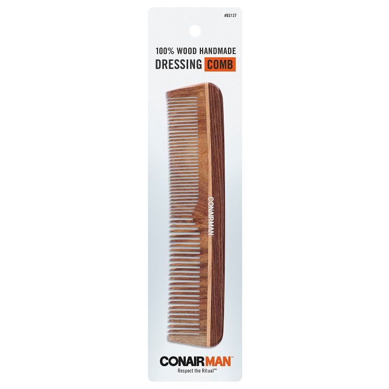 slide 1 of 5, CONAIRMAN 100% Wood Handmade Dressing Comb, 1 ct