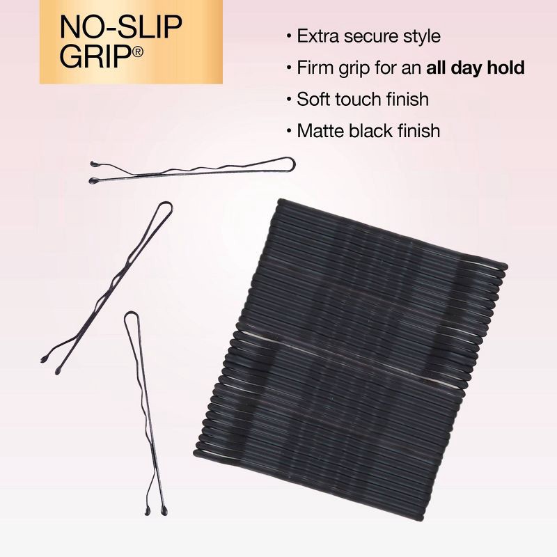 slide 5 of 7, scunci scünci No-Slip Grip Bobby Pins - Matte Black - All Hair - 45pk, 45 ct