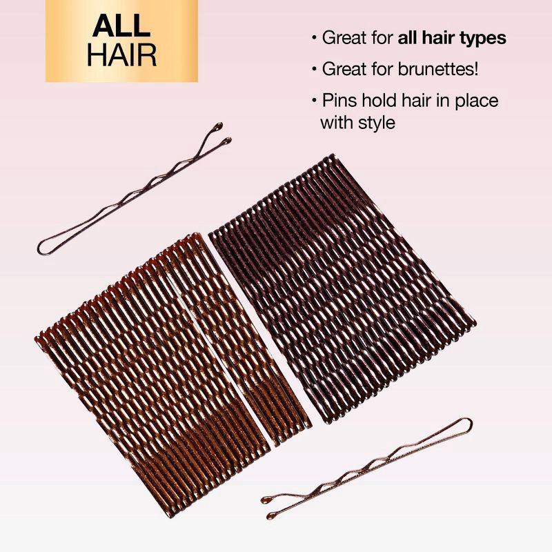 slide 5 of 7, scunci scünci Metal Bobby Pins - Light/Dark Brown - All Hair - 50pcs, 50 ct