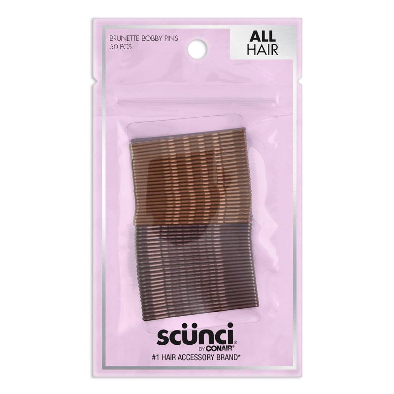 slide 1 of 7, scunci scünci Metal Bobby Pins - Light/Dark Brown - All Hair - 50pcs, 50 ct