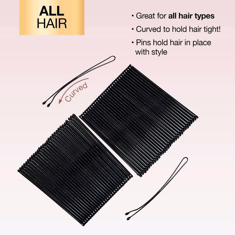 slide 4 of 6, scunci scünci Curved Metal Bobby Pins - Black - All Hair - 60pcs, 60 ct