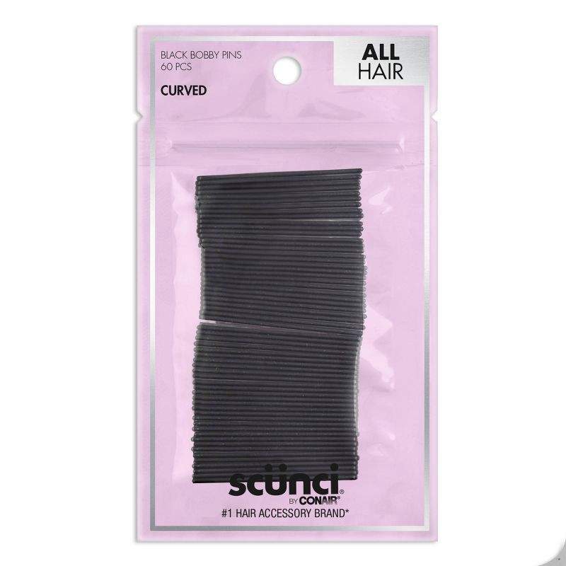 slide 1 of 6, scunci scünci Curved Metal Bobby Pins - Black - All Hair - 60pcs, 60 ct