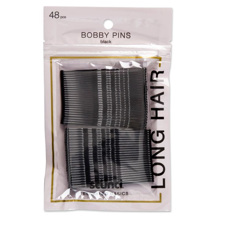 slide 1 of 3, scunci scünci Extra Long Metal Bobby Pins - Black - Long Hair - 48pcs, 48 ct