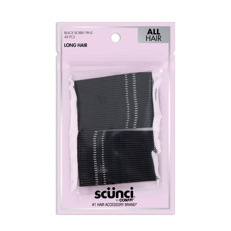 slide 1 of 4, scunci scünci Extra Long Metal Bobby Pins - Black - Long Hair - 48pcs, 48 ct