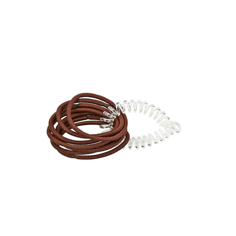 slide 4 of 7, scunci No Damage Elastic Hair Ties with Bonus Ring Holder - Brown - 4mm/40ct, 40 ct