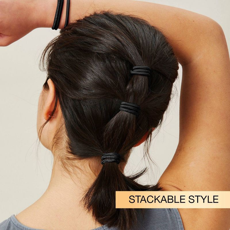 slide 6 of 8, scunci scünci No Damage Elastic Hair Ties with Spiral Ring Holder - Black - All Hair - 40pcs, 40 ct