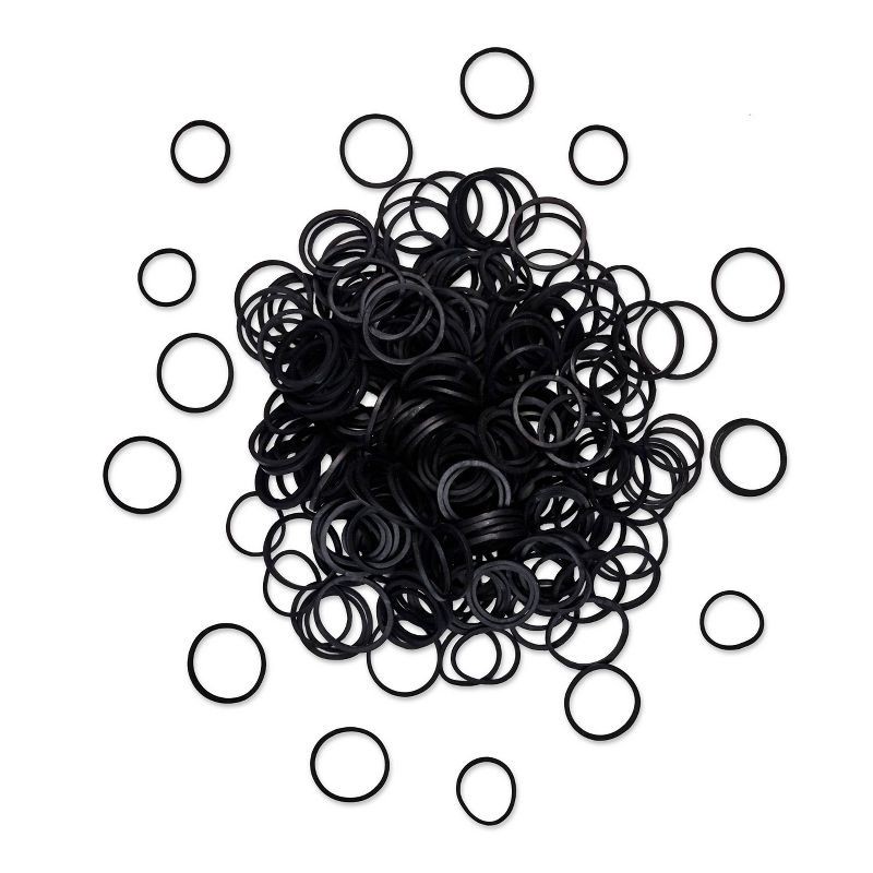 slide 2 of 8, scunci scünci Mixed Size Polyband Elastic Hair Ties - Black - 300pcs, 300 ct