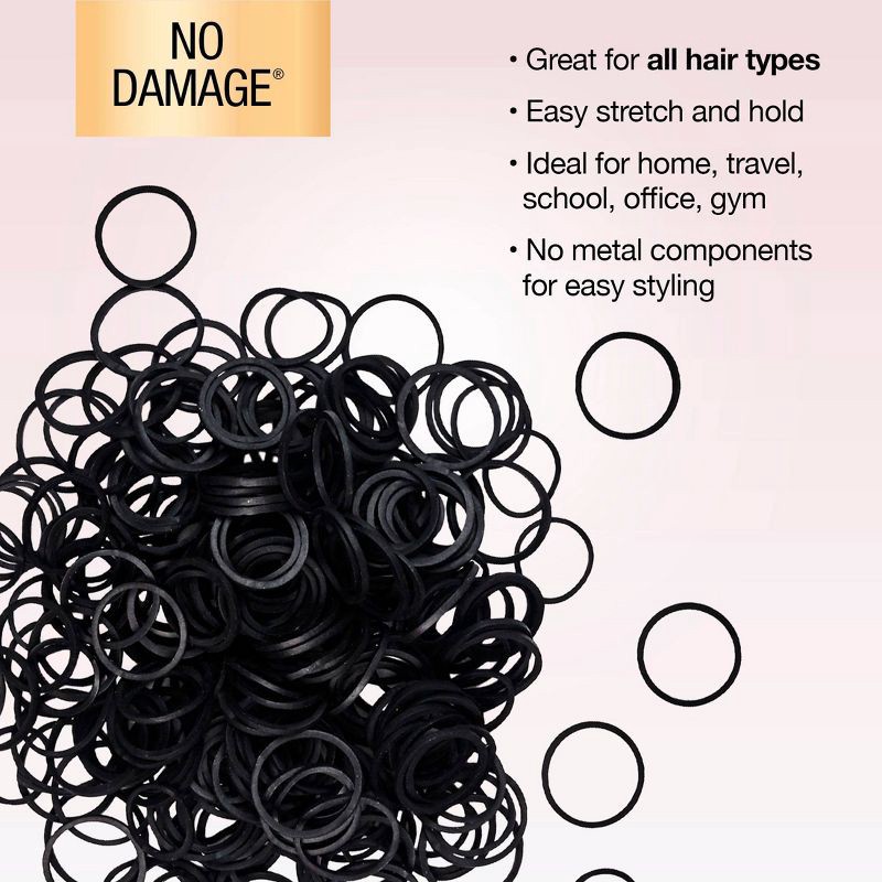 slide 5 of 8, scunci scünci Mixed Size Polyband Elastic Hair Ties - Black - 300pcs, 300 ct