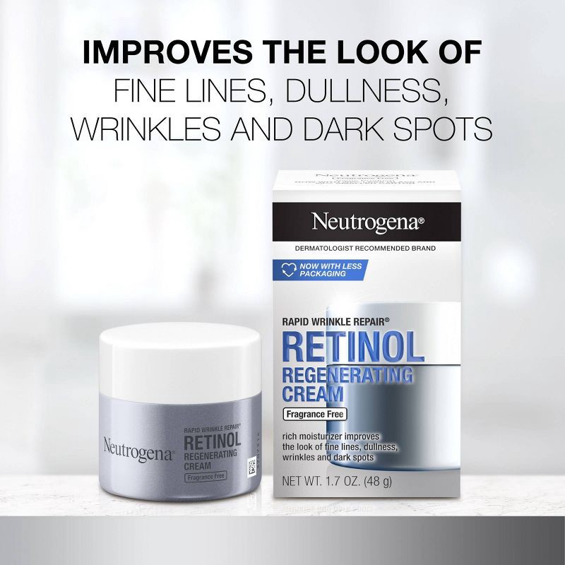 slide 3 of 7, Neutrogena Rapid Wrinkle Repair Retinol Face Moisturizer Cream with Hyaluronic Acid - Fragrance Free - 1.7 oz, 1.7 oz