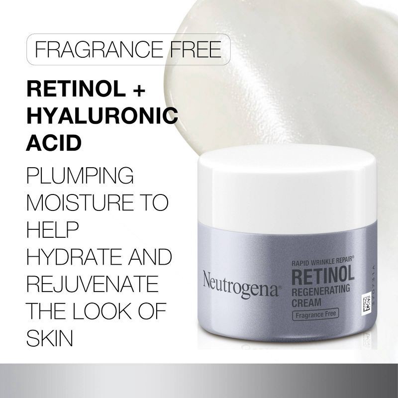 slide 4 of 7, Neutrogena Rapid Wrinkle Repair Retinol Face Moisturizer Cream with Hyaluronic Acid - Fragrance Free - 1.7 oz, 1.7 oz