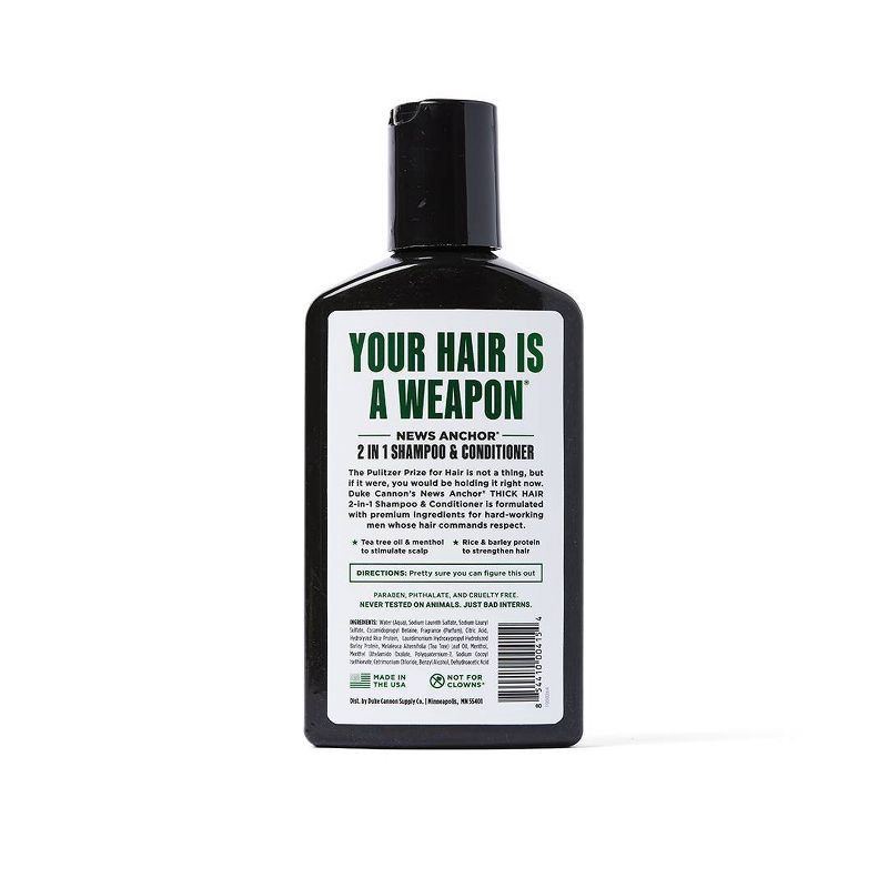 slide 2 of 3, Duke Cannon Supply Co. Duke Cannon News Anchor 2-in-1 Hair Wash - Tea Tree Formula - Stimulating Menthol and Tea Tree Shampoo for Men - 10 fl. oz, 10 fl oz