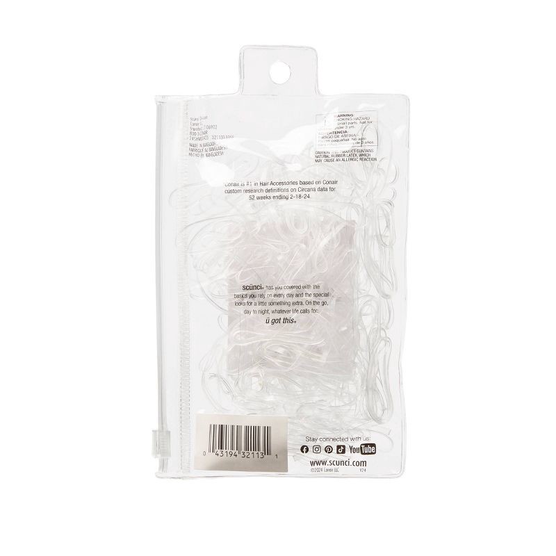 slide 2 of 8, scunci scünci Mixed Size Polyband Elastic Hair Ties - Clear - All Hair - 300pcs, 300 ct