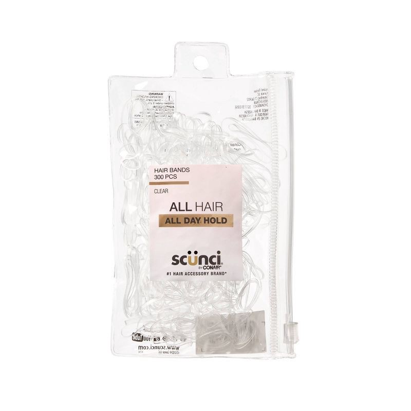 slide 1 of 8, scunci scünci Mixed Size Polyband Elastic Hair Ties - Clear - All Hair - 300pcs, 300 ct