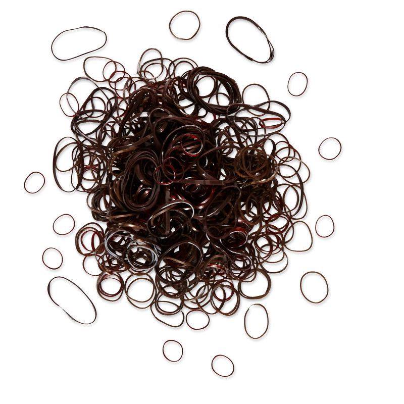 slide 2 of 10, scunci scünci Mixed Size Polyband Elastic Hair Ties - Brown - 300pcs, 300 ct