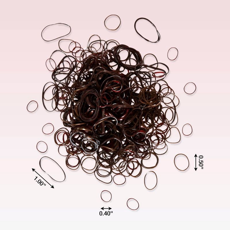 slide 4 of 10, scunci scünci Mixed Size Polyband Elastic Hair Ties - Brown - 300pcs, 300 ct