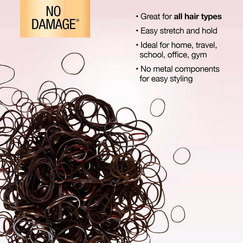 slide 7 of 10, scunci scünci Mixed Size Polyband Elastic Hair Ties - Brown - 300pcs, 300 ct