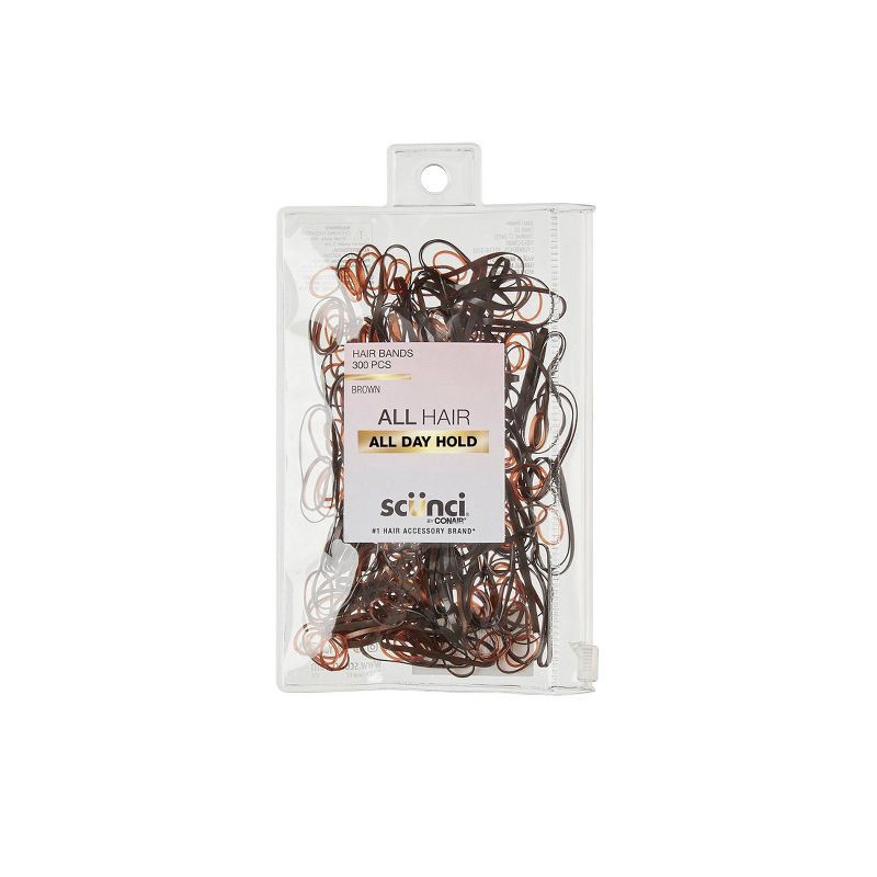 slide 1 of 10, scunci scünci Mixed Size Polyband Elastic Hair Ties - Brown - All Hair - 300pcs, 300 ct