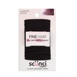 scunci scünci No Damage Elastic Hair Ties - Black - Fine Hair - 2mm - 34pcs