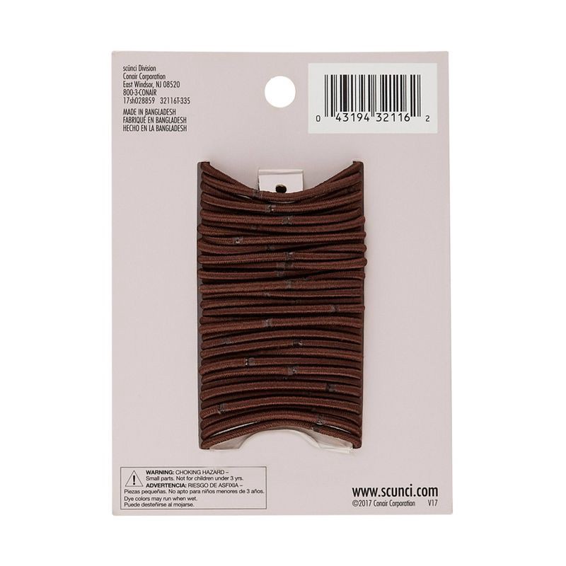 slide 3 of 4, scunci scünci No Damage Elastic Hair Ties - Brown - Fine Hair - 34pcs, 34 ct