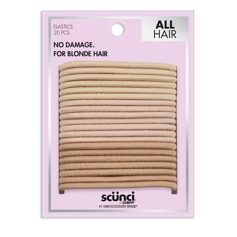 slide 1 of 4, scunci scünci No Damage Elastic Hair Ties - Blondes - All Hair - 20pcs, 20 ct