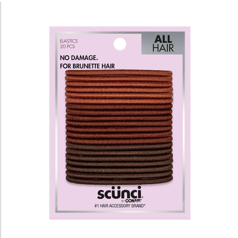 slide 1 of 4, scunci scünci No Damage Elastic Hair Ties - Browns - All Hair - 20pcs, 20 ct