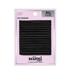 scunci scünci No Damage Elastic Hair Ties - Black - All Hair - 20pcs