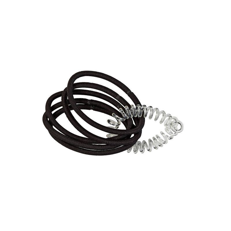 slide 2 of 9, scunci scünci No Damage Elastic Hair Ties with Storage Ring - Thick Hair - Black - 24pcs, 24 ct