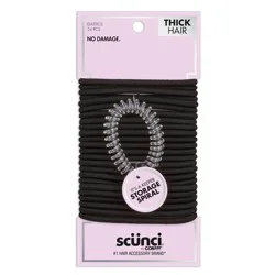 scunci scünci No Damage Elastic Hair Ties with Storage Ring - Thick Hair - Black - 24pcs