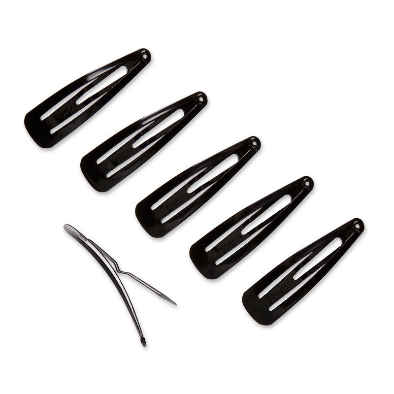 slide 2 of 4, scunci scünci Contour Metal Hair Snap Clips - Black - All Hair - 6pcs, 6 ct