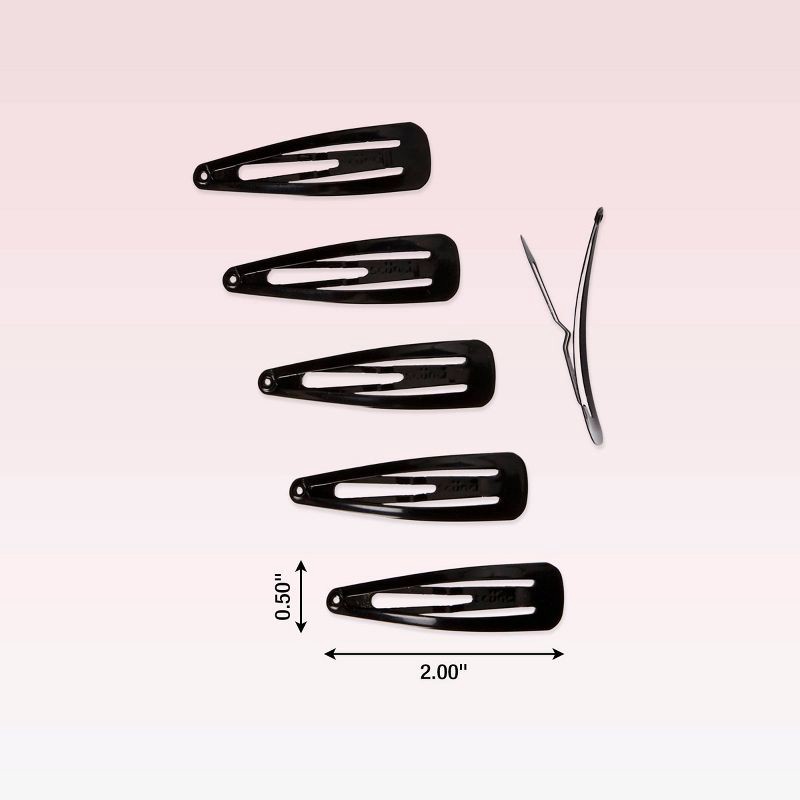 slide 4 of 4, scunci scünci Contour Metal Hair Snap Clips - Black - All Hair - 6pcs, 6 ct