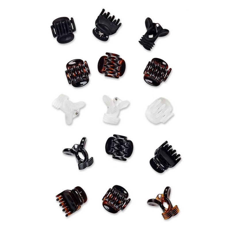 slide 2 of 7, scunci scünci No-Slip Grip Recycled Mini Claw Clips - Mixed Finish - Black/Brown/Clear - Fine Hair - 15pk, 15 ct