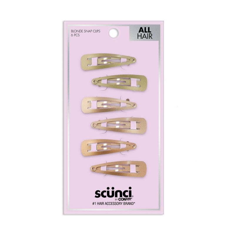 slide 1 of 4, scunci scünci Contour Metal Hair Snap Clips - Blonde - All Hair - 6pcs, 6 ct