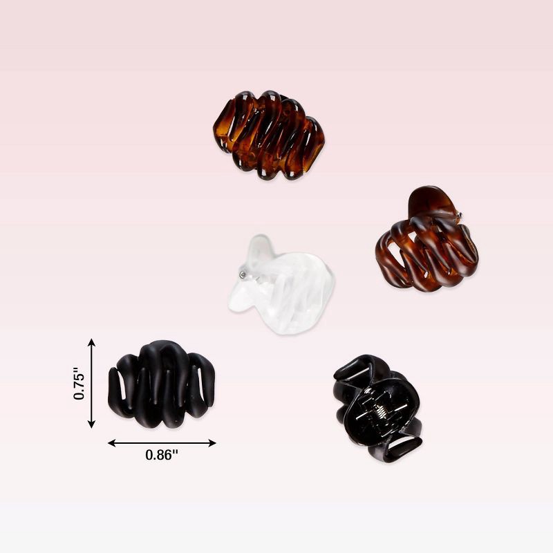 slide 4 of 4, scunci scünci No-Slip Grip Mini Claw Clips - Neutral - All Hair - 5pk, 5 ct