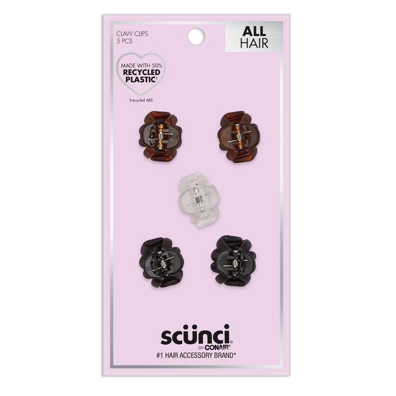 slide 1 of 4, scunci scünci No-Slip Grip Mini Claw Clips - Neutral - All Hair - 5pk, 5 ct