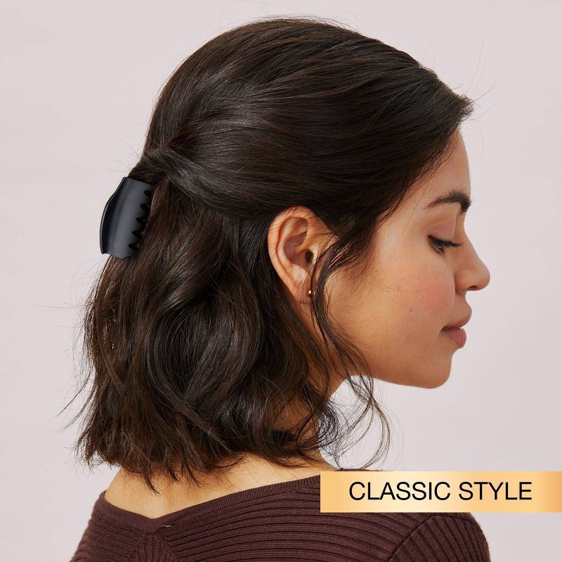 slide 3 of 7, scunci scünci No-Slip Grip Recycled Covered Hinge Claw Clips - Matte Black/Matte Tortoise - All Hair - 2pcs, 2 ct