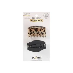 scunci scünci No-Slip Grip Recycled Covered Hinge Claw Clips - Matte Black/Matte Tortoise - All Hair - 2pcs