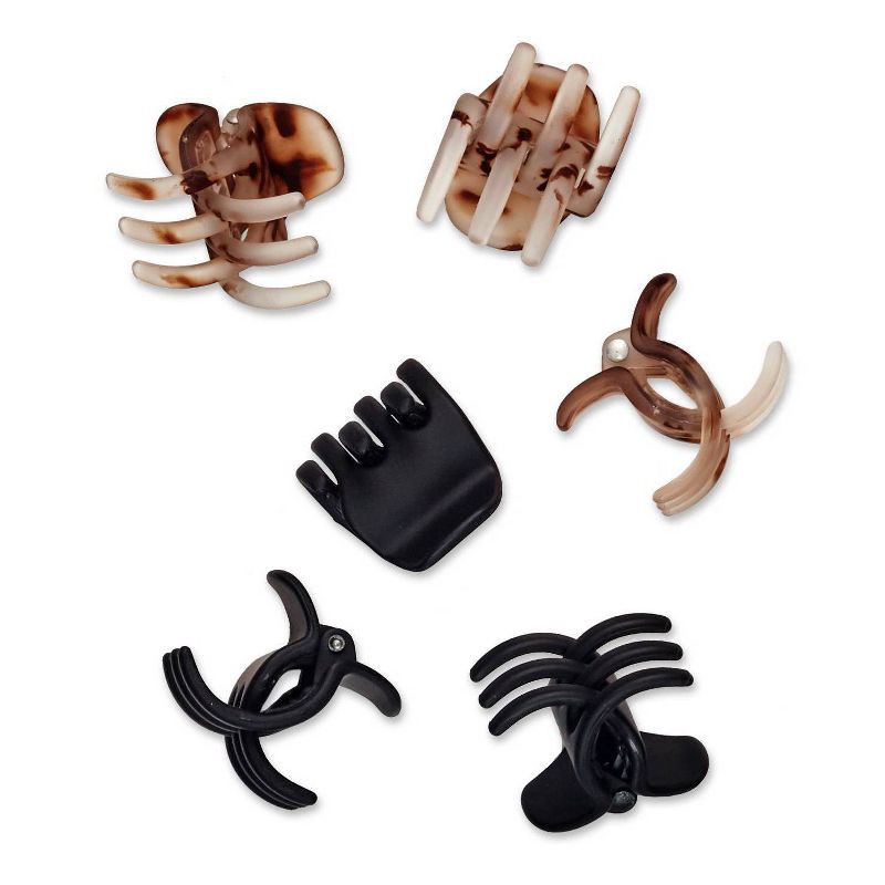 slide 2 of 7, scunci scünci No-Slip Grip Mini Claw Clips - Tortoise/Black - All Hair - 6pk, 6 ct