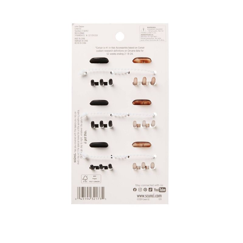 slide 2 of 7, scunci scünci No-Slip Grip Mini Claw Clips - Matte Tortoise/Black - All Hair - 6pcs, 6 ct
