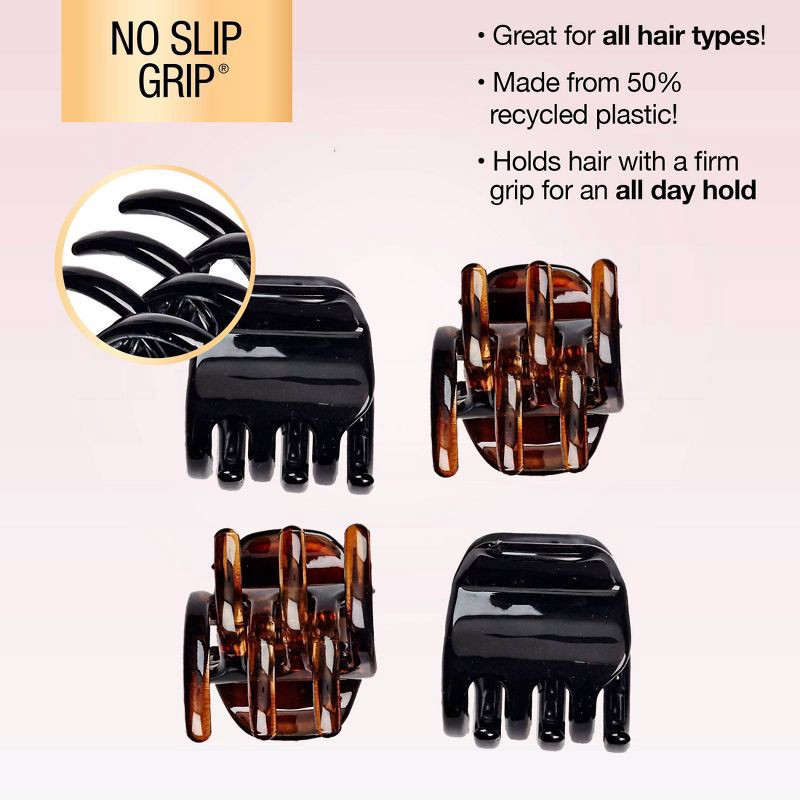 slide 5 of 7, scunci scünci No-Slip Grip Claw Clips - Tortoise/Black - All Hair - 4pk, 4 ct