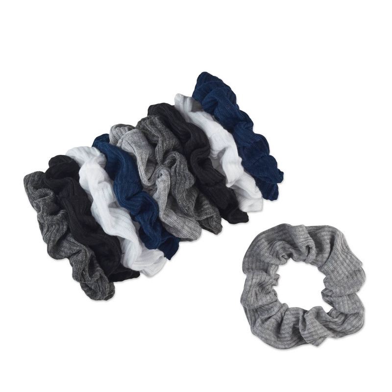 slide 3 of 5, scunci scünci No Damage Thermal Scrunchies - Gray/Blue/White/Charcoal/Black - All Hair - 10pk, 10 ct