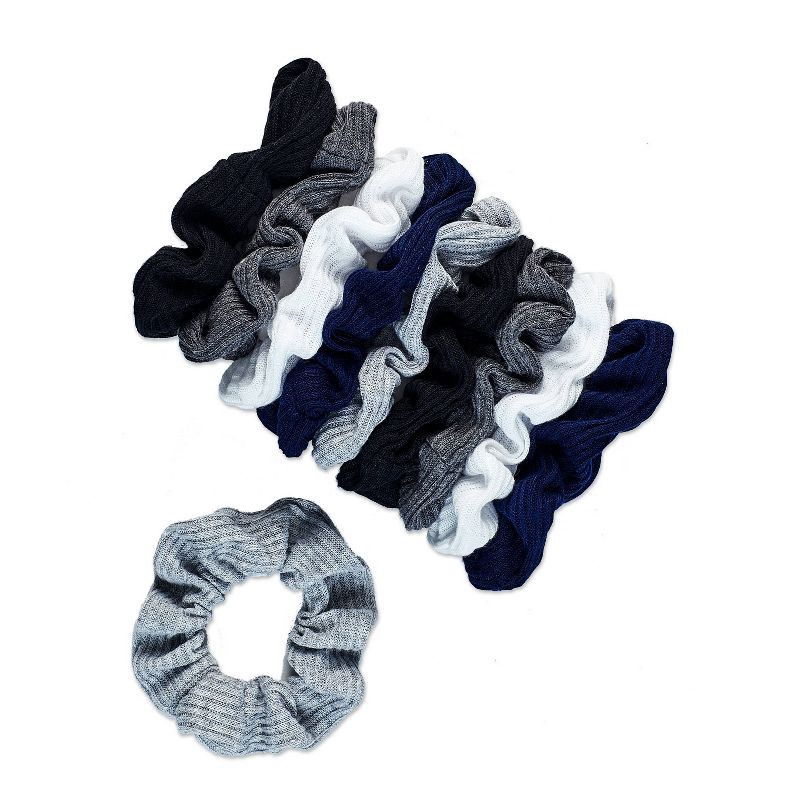 slide 4 of 5, scunci scünci No Damage Thermal Scrunchies - Gray/Blue/White/Charcoal/Black - All Hair - 10pk, 10 ct