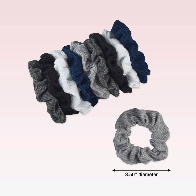 slide 5 of 5, scunci scünci No Damage Thermal Scrunchies - Gray/Blue/White/Charcoal/Black - All Hair - 10pk, 10 ct