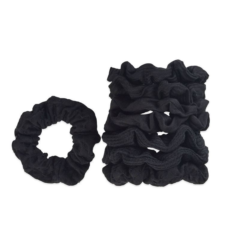 slide 2 of 8, scunci scünci No Damage Textured Scrunchies - Black - All Hair - 8pcs, 8 ct