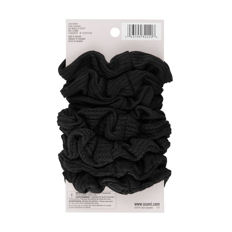 slide 3 of 4, scunci scünci No Damage Textured Scrunchies - Black - All Hair - 8pk, 8 ct