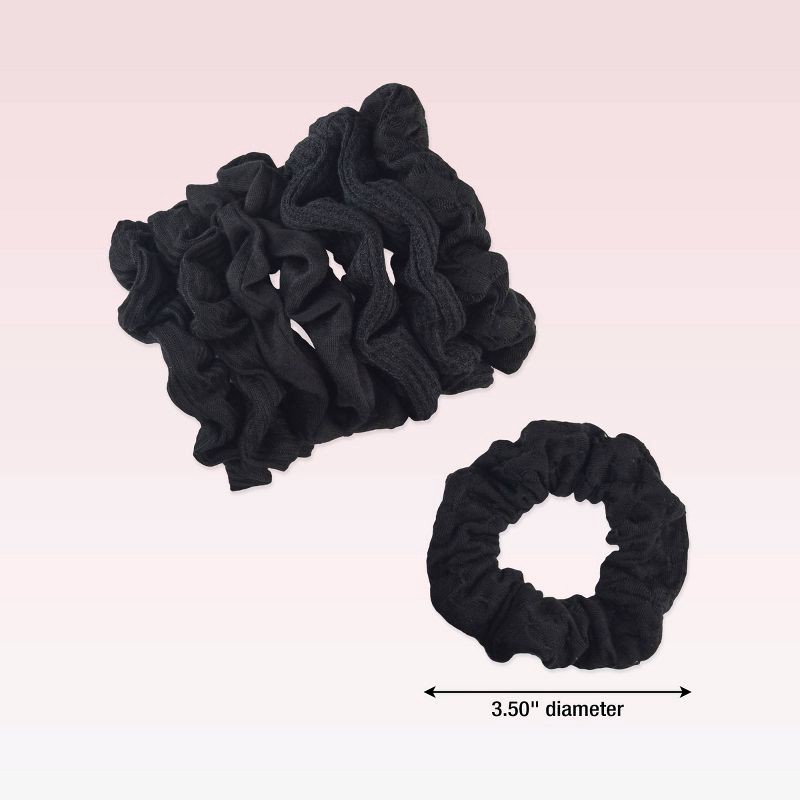 slide 4 of 4, scunci scünci No Damage Textured Scrunchies - Black - All Hair - 8pk, 8 ct